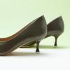 imageCParavano Womens Kitten Heel PumpsPointed Toe Wedding Shoes with Metal BuckleBreathable Soft Leather for Office Attire Cocktail PartiesDate Nights SpringSummer EventsDark Grey E3