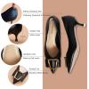 imageCParavano Womens Kitten Heel PumpsPointed Toe Wedding Shoes with Metal BuckleBreathable Soft Leather for Office Attire Cocktail PartiesDate Nights SpringSummer EventsBlack E3