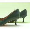 imageCParavano Womens Kitten Heel PumpsPointed Toe Wedding Shoes with Metal BuckleBreathable Soft Leather for Office Attire Cocktail PartiesDate Nights SpringSummer EventsGreen E3