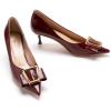 imageCParavano Womens Kitten Heel PumpsPointed Toe Wedding Shoes with Metal BuckleBreathable Soft Leather for Office Attire Cocktail PartiesDate Nights SpringSummer EventsRed