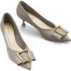 imageCParavano Womens Kitten Heel PumpsPointed Toe Wedding Shoes with Metal BuckleBreathable Soft Leather for Office Attire Cocktail PartiesDate Nights SpringSummer EventsGrey