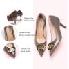 imageCParavano Womens Square Buckle Stiletto PumpsProfessional Business Meeting Shoes with Metal AccentsampampChic Pointed Toe DesignAllDay Comfort Heels for Office WorkdaysGrey E2