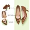 imageCParavano Womens Square Buckle Stiletto PumpsProfessional Business Meeting Shoes with Metal AccentsampampChic Pointed Toe DesignAllDay Comfort Heels for Office WorkdaysBrown E2