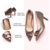 imageCParavano Womens Square Buckle Stiletto PumpsProfessional Business Meeting Shoes with Metal AccentsampampChic Pointed Toe DesignAllDay Comfort Heels for Cocktail PartiesampampDate NightsGreySize 8