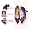 imageCParavano Womens Square Buckle Stiletto PumpsProfessional Business Meeting Shoes with Metal AccentsampampChic Pointed Toe DesignAllDay Comfort Heels for Office WorkdaysNavy E2