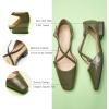 imageCParavano Womens Flats Square Toe CrossStrap Sandals Stylish Comfortable SlipOn Shoes for Casual Wear Work Travel ampamp Social EventsArmy Green