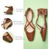 imageCParavano Womens Flats Square Toe CrossStrap Sandals Stylish Comfortable SlipOn Shoes for Casual Wear Work Travel ampamp Social EventsBrown