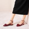 imageCParavano Womens Slingback Round Toe Slingback Flats Detachable Ankle Strap Flats Sandals Slip on Casual Flats Shoes Mary Jane ShoesRed