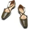 imageCParavano Womens Flats Square Toe CrossStrap Sandals Stylish Comfortable SlipOn Shoes for Casual Wear Work Travel ampamp Social EventsArmy Green