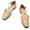 imageCParavano Womens Flats Square Toe CrossStrap Sandals Stylish Comfortable SlipOn Shoes for Casual Wear Work Travel ampamp Social EventsBeige