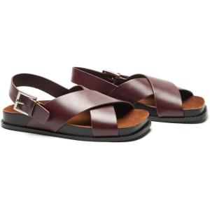 imageC Paravano Womens Flat Sandals  Slippers with Arch Support  Adjustable Buckle SlipOn Fashion Slides for Casual Walking BeachBurgundy