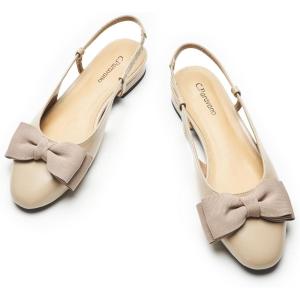 imageCParavano Womens Slingback Round Toe Slingback Flats Detachable Ankle Strap Flats Sandals Slip on Casual Flats Shoes Mary Jane ShoesBeige