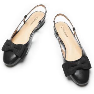 imageCParavano Womens Slingback Round Toe Slingback Flats Detachable Ankle Strap Flats Sandals Slip on Casual Flats Shoes Mary Jane ShoesBlack