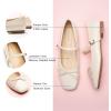 imageC Paravano Womens Mary Jane Ballet Flats  Square Toe Bowknot Flats with Adjustable Strap Comfortable Flats for Women Office Work Casual Walking and Dressy OccasionsWhite