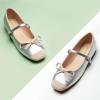 imageC Paravano Womens Mary Jane Ballet Flats  Square Toe Bowknot Flats with Adjustable Strap Comfortable Flats for Women Office Work Casual Walking and Dressy OccasionsSliverw