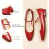 imageC Paravano Womens Mary Jane Flats Round Toe Leather Ballet Flats with Adjustable Strap Low Block Heel Dressy and Casual Shoes for Office or Daily WearX6cred