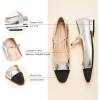 imageC Paravano Womens Mary Jane Flats Round Toe Leather Ballet Flats with Adjustable Strap Low Block Heel Dressy and Casual Shoes for Office or Daily WearX6asilver