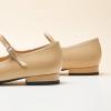imageC Paravano Womens Mary Jane Flats Round Toe Leather Ballet Flats with Adjustable Strap Low Block Heel Dressy and Casual Shoes for Office or Daily WearX6abeige