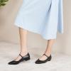 imageC Paravano Womens Mary Jane Flats Round Toe Leather Ballet Flats with Adjustable Strap Low Block Heel Dressy and Casual Shoes for Office or Daily WearX6cblack