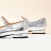 imageC Paravano Womens Mary Jane Flats Round Toe Leather Ballet Flats with Adjustable Strap Low Block Heel Dressy and Casual Shoes for Office or Daily WearX6asilver