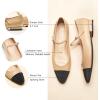 imageC Paravano Womens Mary Jane Flats Round Toe Leather Ballet Flats with Adjustable Strap Low Block Heel Dressy and Casual Shoes for Office or Daily WearX6abeige