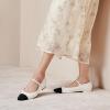 imageC Paravano Womens Mary Jane Flats Round Toe Leather Ballet Flats with Adjustable Strap Low Block Heel Dressy and Casual Shoes for Office or Daily WearX6abeige