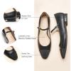 imageC Paravano Womens Mary Jane Flats Round Toe Leather Ballet Flats with Adjustable Strap Low Block Heel Dressy and Casual Shoes for Office or Daily WearX6ablack