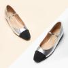 imageC Paravano Womens Mary Jane Flats Round Toe Leather Ballet Flats with Adjustable Strap Low Block Heel Dressy and Casual Shoes for Office or Daily WearX6asilver