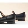 imageC Paravano Womens Mary Jane Flats Round Toe Leather Ballet Flats with Adjustable Strap Low Block Heel Dressy and Casual Shoes for Office or Daily WearX6ablack