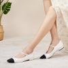 imageC Paravano Womens Mary Jane Flats Round Toe Leather Ballet Flats with Adjustable Strap Low Block Heel Dressy and Casual Shoes for Office or Daily WearX6awhite