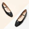 imageC Paravano Womens Mary Jane Flats Round Toe Leather Ballet Flats with Adjustable Strap Low Block Heel Dressy and Casual Shoes for Office or Daily WearX6ablack