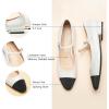 imageC Paravano Womens Mary Jane Flats Round Toe Leather Ballet Flats with Adjustable Strap Low Block Heel Dressy and Casual Shoes for Office or Daily WearX6awhite