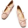 imageC Paravano Womens Mary Jane Ballet Flats  Square Toe Bowknot Flats with Adjustable Strap Comfortable Flats for Women Office Work Casual Walking and Dressy OccasionsLightpink
