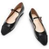 imageC Paravano Womens Mary Jane Flats Round Toe Leather Ballet Flats with Adjustable Strap Low Block Heel Dressy and Casual Shoes for Office or Daily WearX6ablack