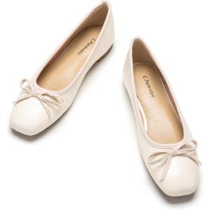 imageCParavano Womens Ballet Flats Comfortable Slip On Round Toe Flat Shoes Casual Walking Shoes for Women SlipOn Bow Dressy Flats for Work Office ampamp Wedding PartyWhite
