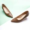 imageCParavano Pointy Kitten Heels Wedding Shoes Dressy Low Heel Work Casual Heels Flight Attendant Heels Mules Heels Women Pump for Office WearBrown D3