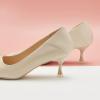 imageCParavano Pointy Kitten Heels Wedding Shoes Dressy Low Heel Work Casual Heels Flight Attendant Heels Mules Heels Women Pump for Office WearWhite D3