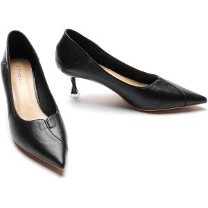 imageCParavano Pointy Kitten Heels Wedding Shoes Dressy Low Heel Work Casual Heels Flight Attendant Heels Mules Heels Women Pump for Office WearBlack