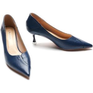 imageCParavano Pointy Kitten Heels Wedding Shoes Dressy Low Heel Work Casual Heels Flight Attendant Heels Mules Heels Women Pump for Office WearNavy D3