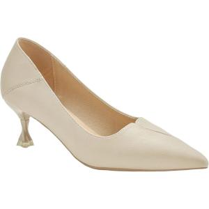imageCParavano Pointy Kitten Heels Wedding Shoes Dressy Low Heel Work Casual Heels Flight Attendant Heels Mules Heels Women Pump for Office WearWhite D3