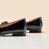imageCParavano Womens Ballet Flats with Bowknot Round Toe Low Block Heel Shoes for Office Dressy CasualBlack