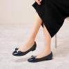 imageCParavano Womens Ballet Flats with Bowknot Round Toe Low Block Heel Shoes for Office Dressy CasualNavy