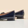 imageCParavano Womens Ballet Flats with Bowknot Round Toe Low Block Heel Shoes for Office Dressy CasualNavy