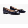imageCParavano Womens Ballet Flats with Bowknot Round Toe Low Block Heel Shoes for Office Dressy CasualNavy