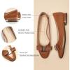 imageCParavano Womens Ballet Flats with Bowknot Round Toe Low Block Heel Shoes for Office Dressy CasualOrange Brown