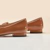 imageCParavano Womens Ballet Flats with Bowknot Round Toe Low Block Heel Shoes for Office Dressy CasualOrange Brown