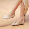 imageCParavano Womens Ballet Flats with Bowknot Round Toe Low Block Heel Shoes for Office Dressy CasualRed