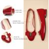 imageCParavano Womens Ballet Flats with Bowknot Round Toe Low Block Heel Shoes for Office Dressy CasualRed