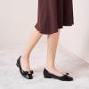 imageCParavano Womens Ballet Flats with Bowknot Round Toe Low Block Heel Shoes for Office Dressy CasualTaupe
