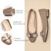 imageCParavano Womens Ballet Flats with Bowknot Round Toe Low Block Heel Shoes for Office Dressy CasualTaupe